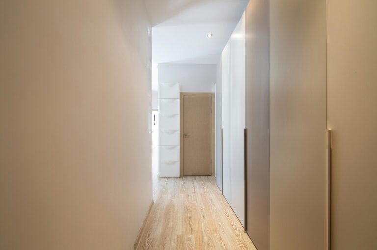 Entrance hall to the flat in coffee with milk and white shades