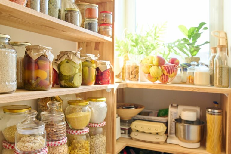 Storage of food in the kitchen in the pantry